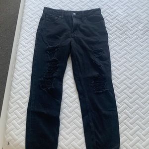 black ripped mom jeans
